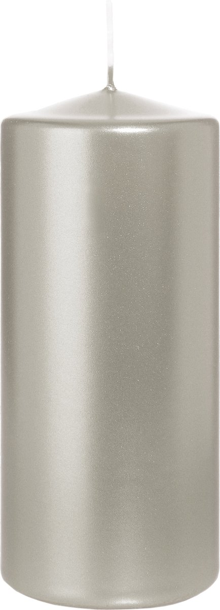 Wiedemann Cilinderkaars/stompkaars - metallic zilver - 15 x 7 cm - 63 branduren - zuilkaarsen