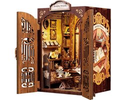 CuteBee - Book Nook - Maisons miniatures DIY - Kit de construction de maquettes - Modélisme en bois - Adolescents (14+) - Adultes - Serre-livres en bois - Souvenirs de librairie (SD01)