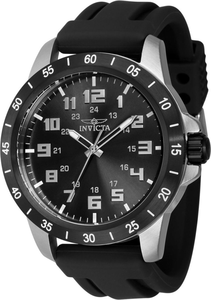 Invicta Pro Diver 40007 Heren Horloge - Waterdicht - Analoog - Quartz Uurwerk - Roestvrij Staal met zwarte Wijzerplaat - 45mm