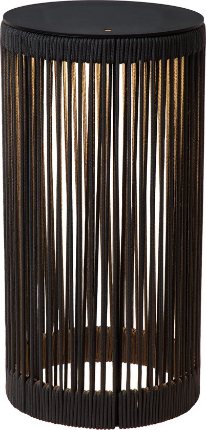 Lucide PINGI - Oplaadbare Vloerlamp Binnen/Buiten - Accu/Batterij - Ø 33,5 cm - LED 3 StepDim - 1 × 3W 3000K - IP44 - Zwart - Japandi