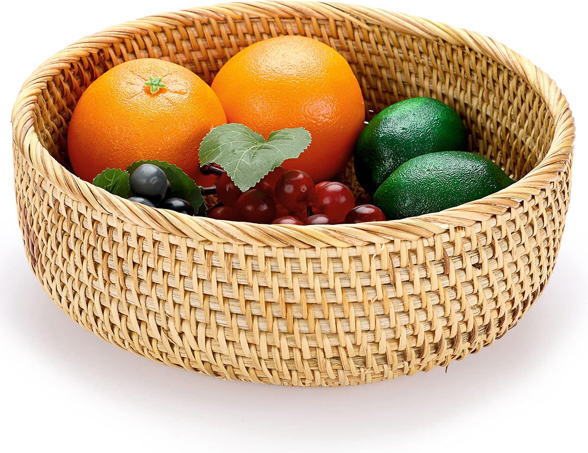 La'Moussawi ® Stijlvolle Rieten Mand voor Opbergen en Decoreren van Fruit, Brood en Snacks