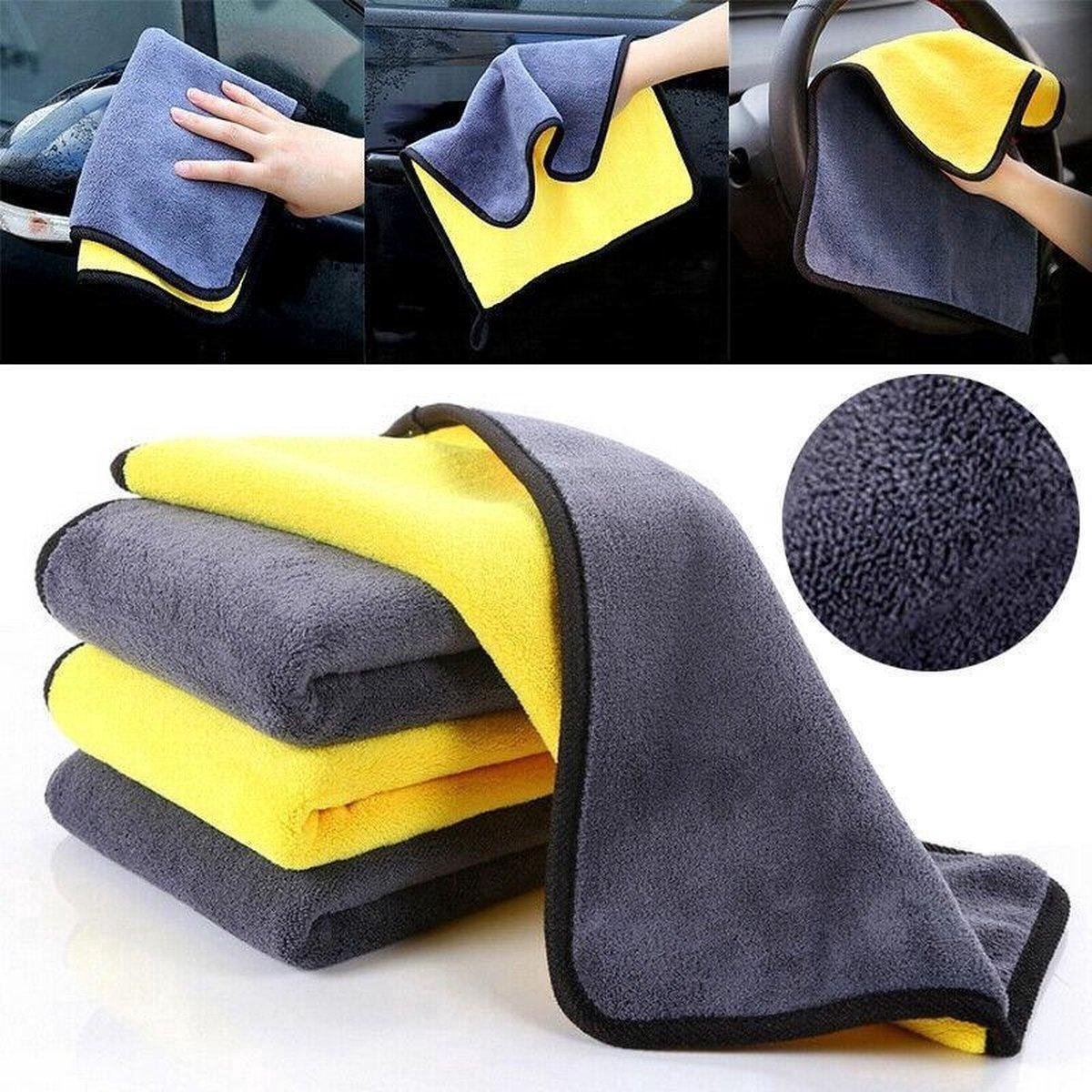 Goedkoopste 1x Premium Microvezel Auto Droogdoek - 40cm x 40cm - Poetsdoek- Duurzaam – 40x40 cm - geel/grijs - van Heble®