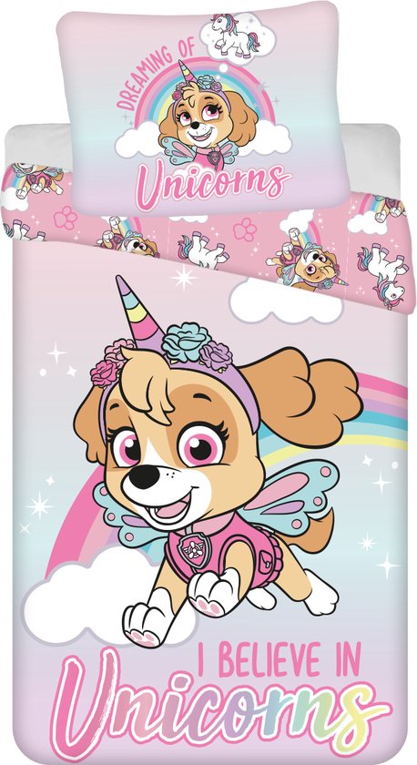 Paw Patrol Dekbedovertrek - Skye - Unicorns - 140 x 200 cm - 70 x 90 cm - Katoen
