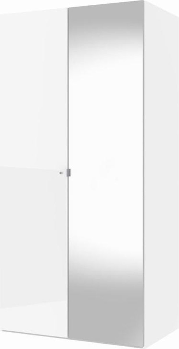 Puno belofte catalogus Saskia kledingkast 1 spiegeldeur + 1 deur wit en wit hoogglans. | bol.com