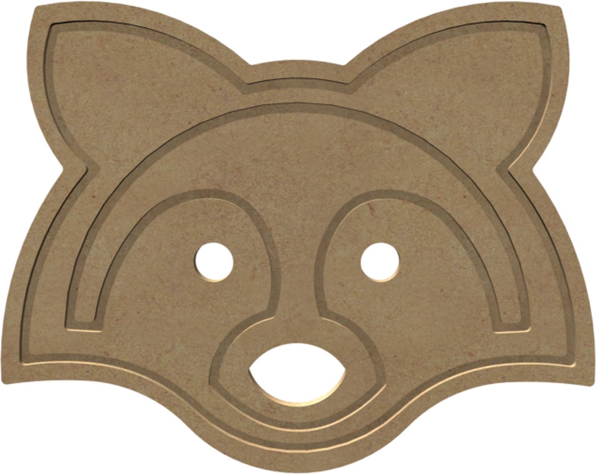 Gomille MDF figuur vossenkop knutseldecoratie 26 cm multicolor.