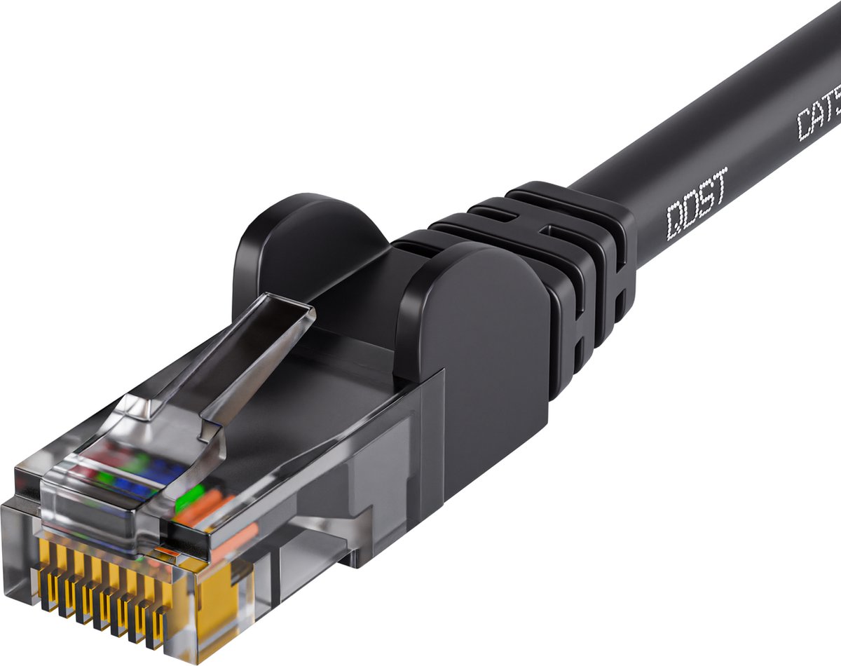 Qost - CAT5e internetkabel - CCA / UTP - 1 Gbps / 100 MHz - RJ45 Connectoren - Patchkabel / Netwerkkabel - 50 meter - Zwart