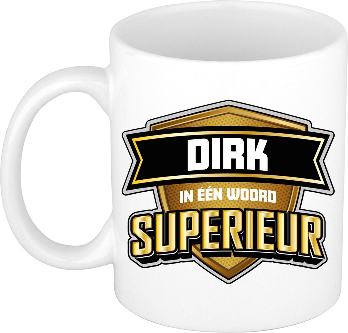 Bellatio Decorations Naam mok Dirk - wit - Superieur - keramiek - 300 ml - collega beker - cadeau