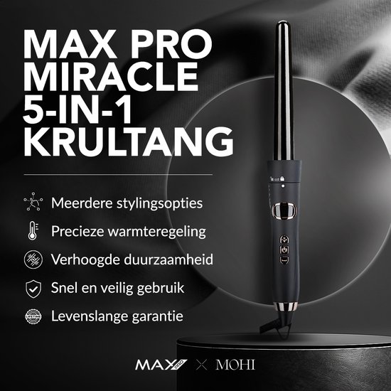 Max Pro Miracle 5 in 1 Krultang - Krultang set - Met Opzetstukken - Met Handschoen - Krultangset - Curling Iron - Krultangen