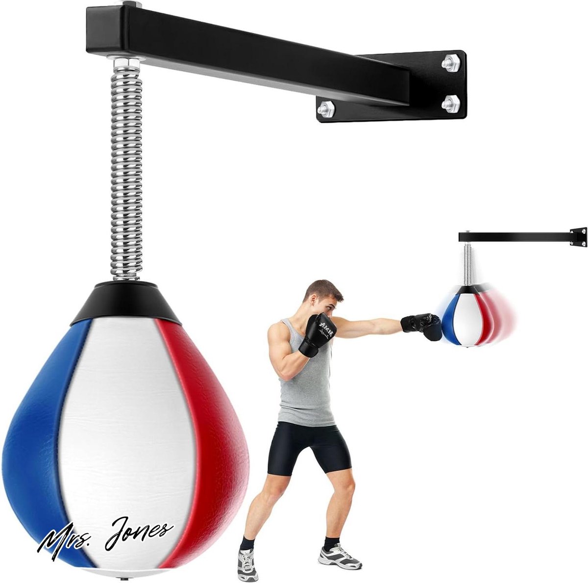 Mrs. Jones Speed Bag voor boksen - wandmontage - hoogte verstelbaar - reflex bal - boksen workouts - volwassenen kinderen - mannen vrouwen .