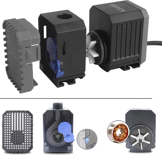 15 W waterpomp dompelpomp 1000 l/u met 3 sproeiers voor aquaria, vijvers en filters