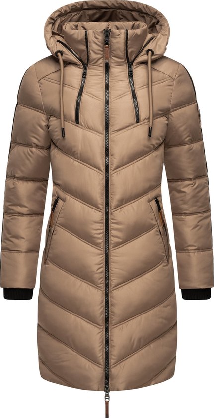 Marikoo Armasa - Veste d'hiver confortable et coupe-vent Femme - Adulte - À capuche - Taupe - XXL