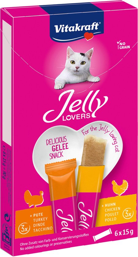 Vitakraft kattensnack Jelly Lovers zalm en schol 15 gram x 6 stuks