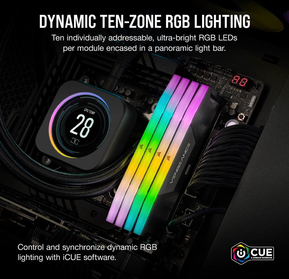Corsair Vengeance RGB DDR5 RAM 32GB - 5200MHz - CL40 - voor Intel