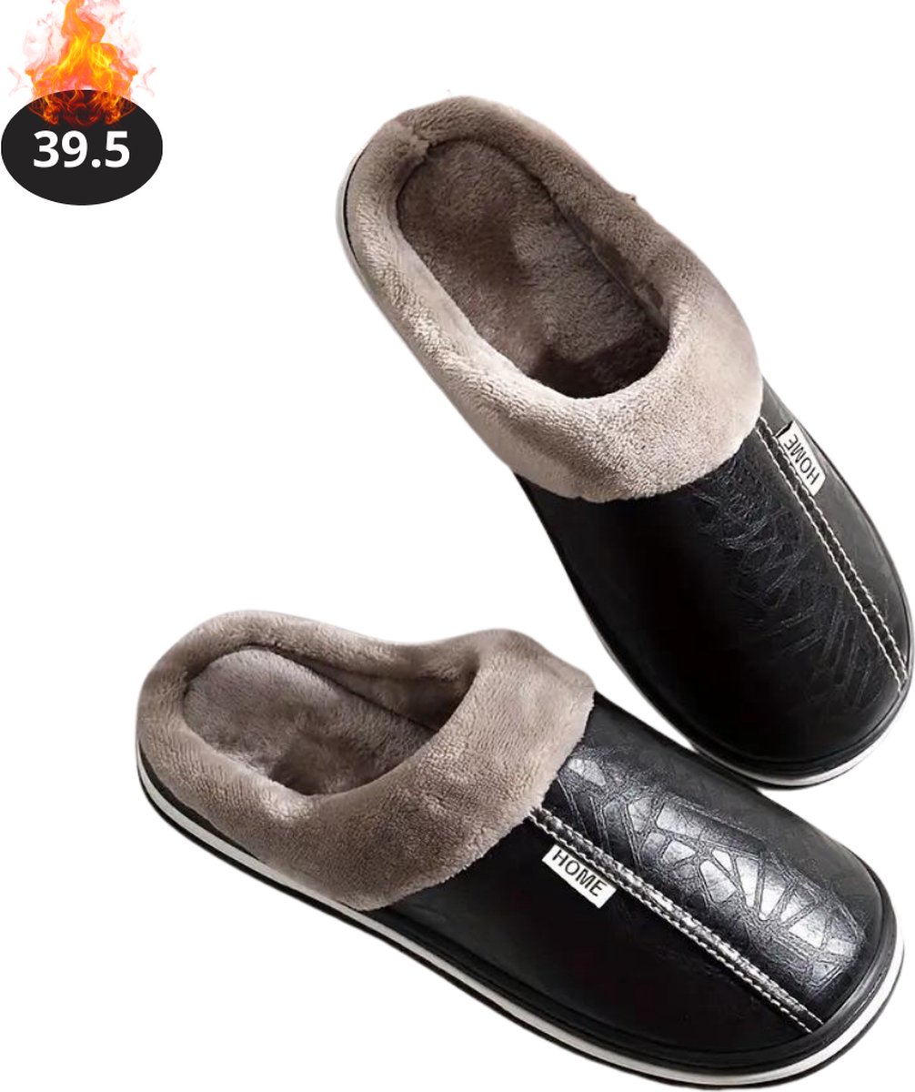 Bovista Warme Pantoffels - Sloffen - Slippers - Dames - Heren - Pluche - Maat 39.5 - Zwart