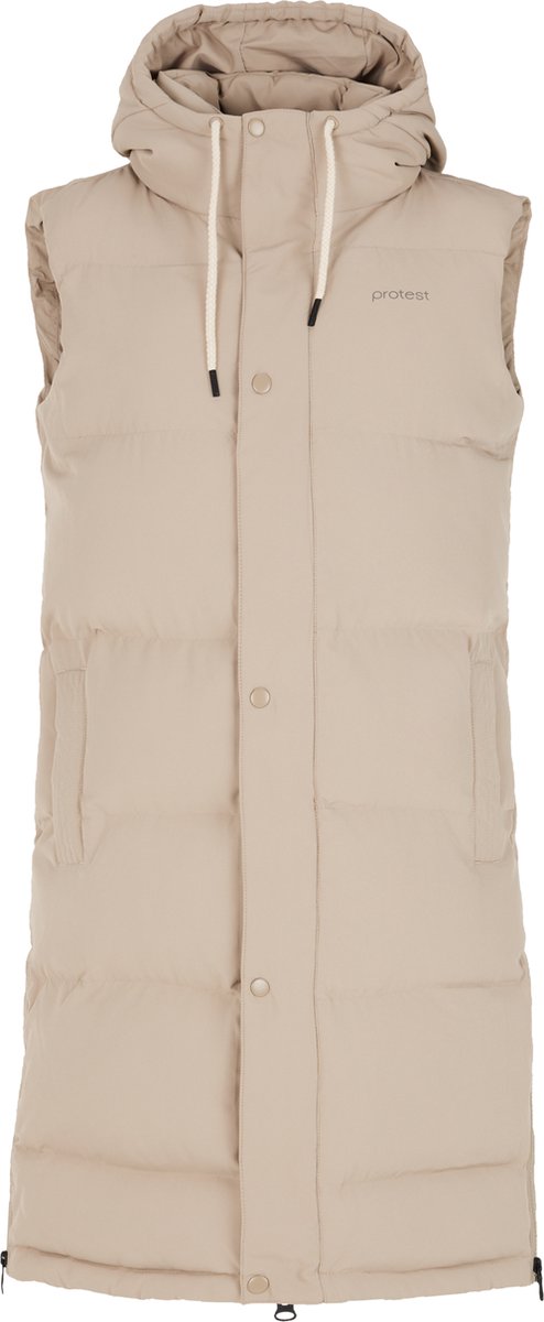 Protest Prtmiassy – Bodywarmer Dames – Waterafstotende afwerking – Vaste capuchon Beige