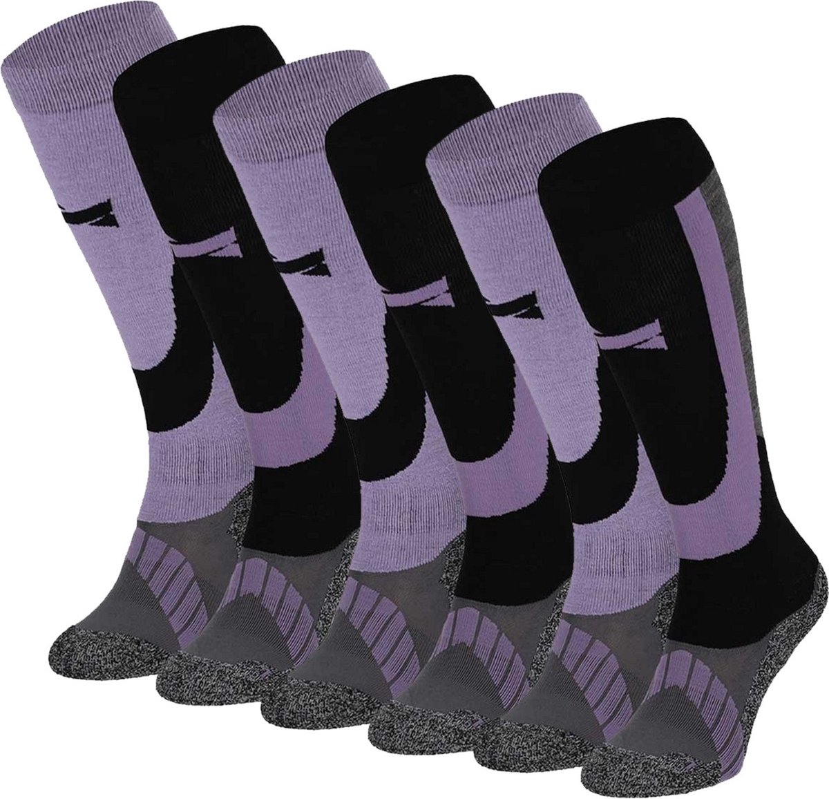 Xtreme Skisokken 6 paar unisex skikousen kniehoogte Multi Paars