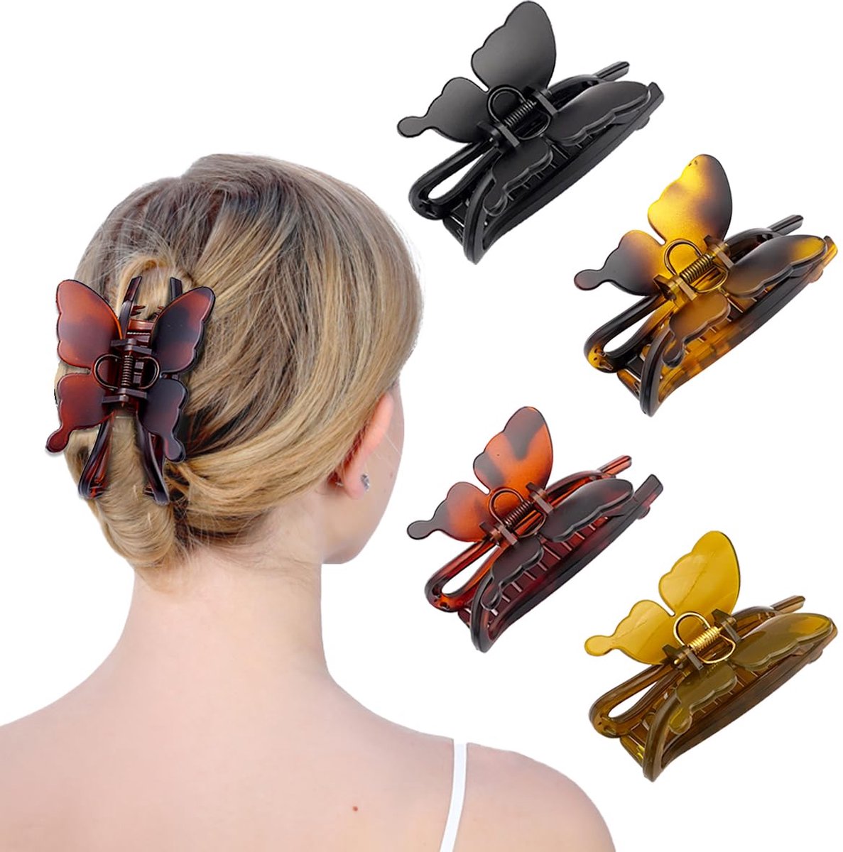 Haarclips - 4 stuks - Vlinderhaarclips - Haarclips - Innovatieve haarclips - Dameshaarclips - 4,4 inch - Matte antislip haarclips - Kerstcadeaus - Cadeaus
