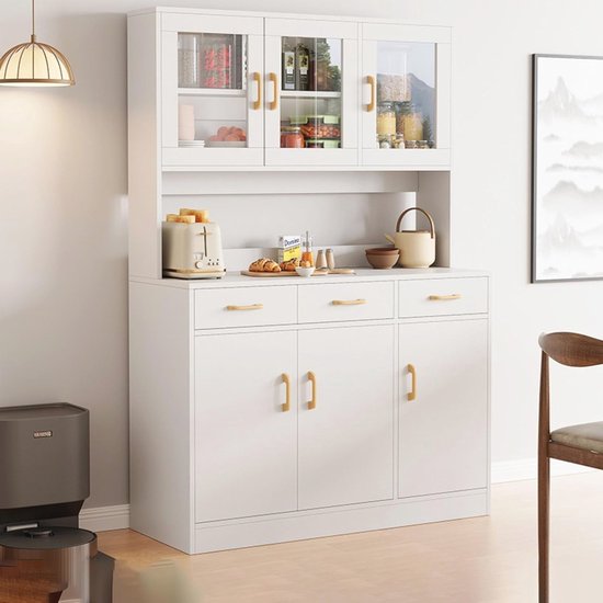 FirFurd Kitchen Cabinet with Spice Rack, Multifunctional Cupboard FirFurd Kitchen Cabinet with Spice Rack, Multifunctional Cupboard