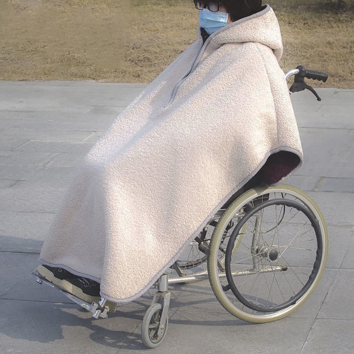 Warme Rolstoeldeken voor Koud Weer - Winddichte Fleece Mantel en Cape met Capuchon