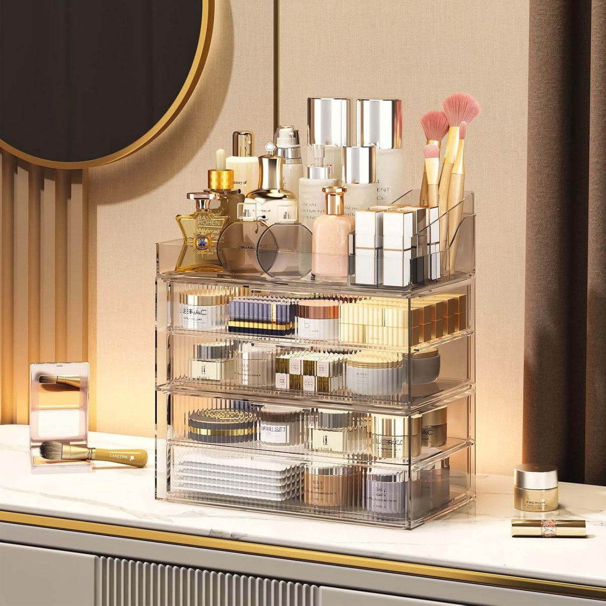 Goedkoopste Transparante Cosmetica-opbergdoos met 4 Etages - Organizer voor Make-up en Huidverzorging