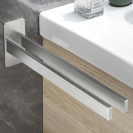 Handdoekhouder zonder boren - Roestvrijstalen dubbele handdoekhouder 40 cm voor badkamer — afbeelding 5