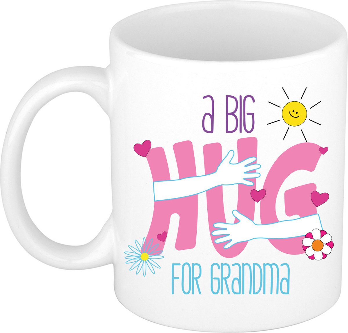 Bellatio Decorations Cadeau koffie/thee mok voor Oma - wit - big hug - keramiek - 300 ml