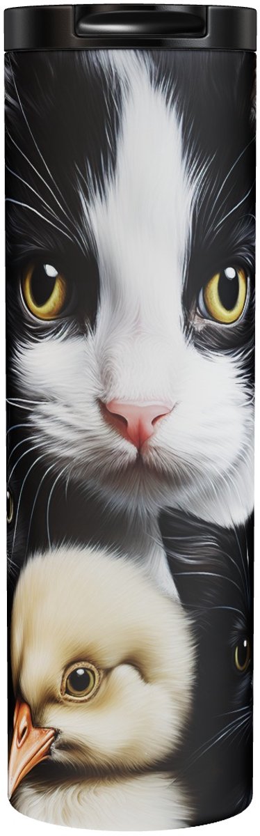 Katten - Mom Cat and Kittens Portrait - Thermosbeker 500