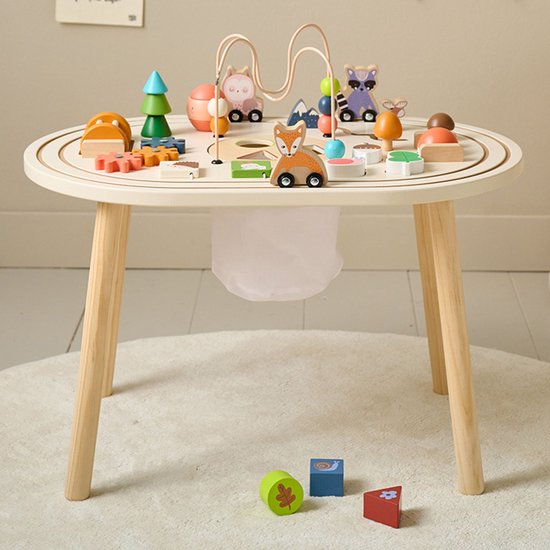 Petite Amélie Houten Activiteitentafel 'Forêt' – Kindertafel - Activity Center -Stimuleert Motorische & Cognitieve Ontwikkeling -Duurzaam en Veilig met Verf op Waterbasis -Speeltafel vanaf 18 Maanden -Meerkleurig