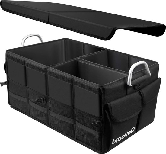 Upgrade4cars 2x Auto Kofferbak Organizer voor Gereedschap & Auto Onderhoud | Vilten Tas in Zwart | Auto Accessoires Interieur