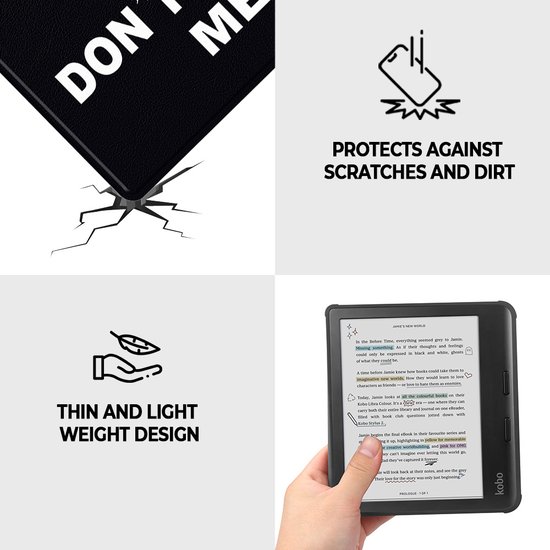 Lunso Geschikt voor Kobo Libra Colour hoes (7 inch) - sleepcover - Don't Touch van Lunso — afbeelding 2
