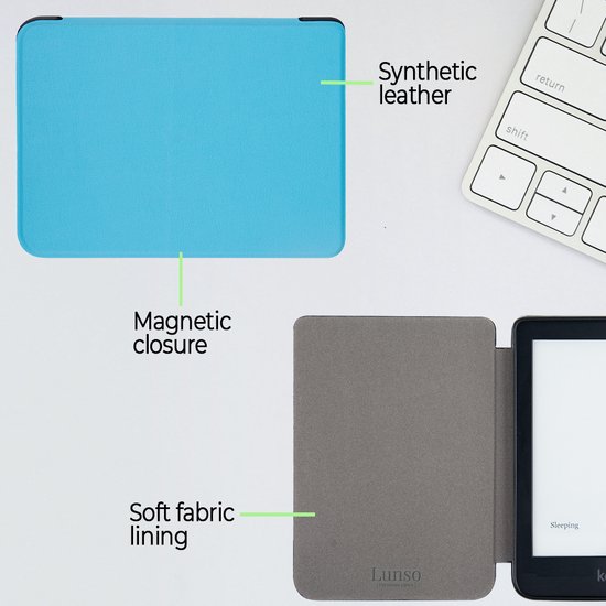 Lunso - sleepcover flip hoes - Geschikt voor Kobo Clara HD - lichtblauw van Lunso — afbeelding 4