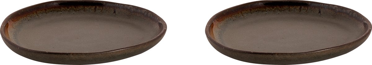 Palmer - David Mucky - Bord - 2 stuks - ø 17 cm - Bruin - Stoneware - Bordenset