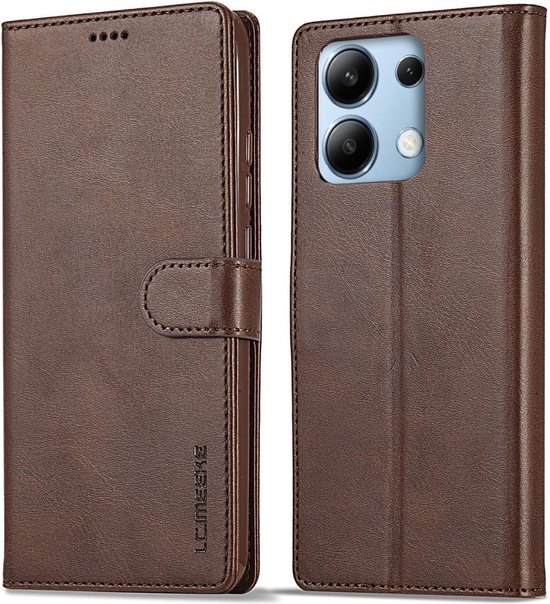 LC.IMEEKE Étui de Luxe pour Xiaomi Redmi Note 13 Pro 4G / Poco M6 Pro 4G - Marron foncé