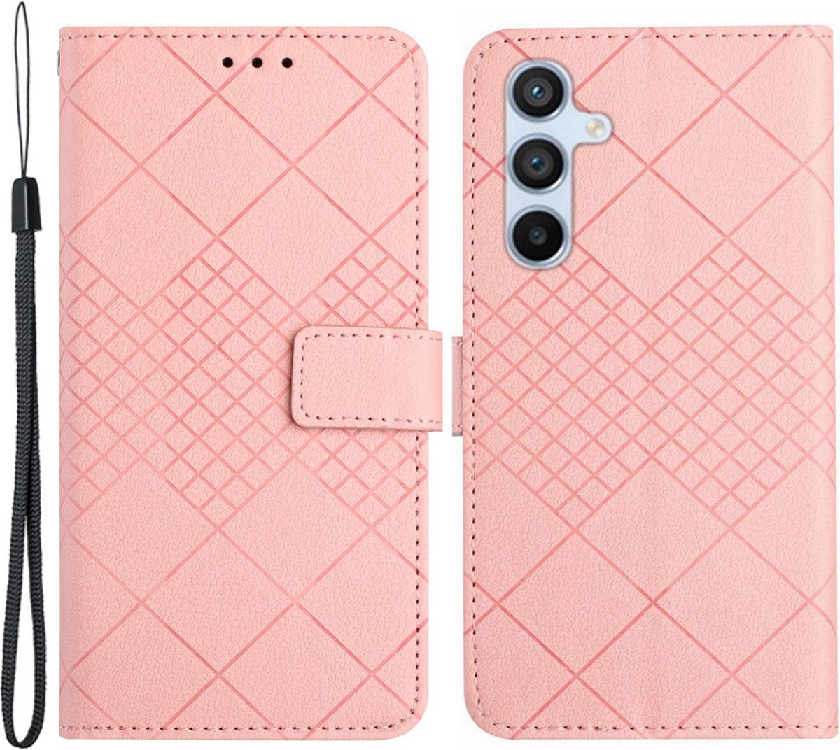 Coverup Hoesje - Geschikt voor Samsung Galaxy S24 Hoesje - Coverup Rhombus Book Case - Pink