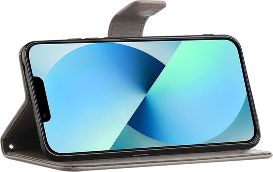 Coque iPhone 15 - Coverup Fleurs & Butterflies Book Case - Grijs