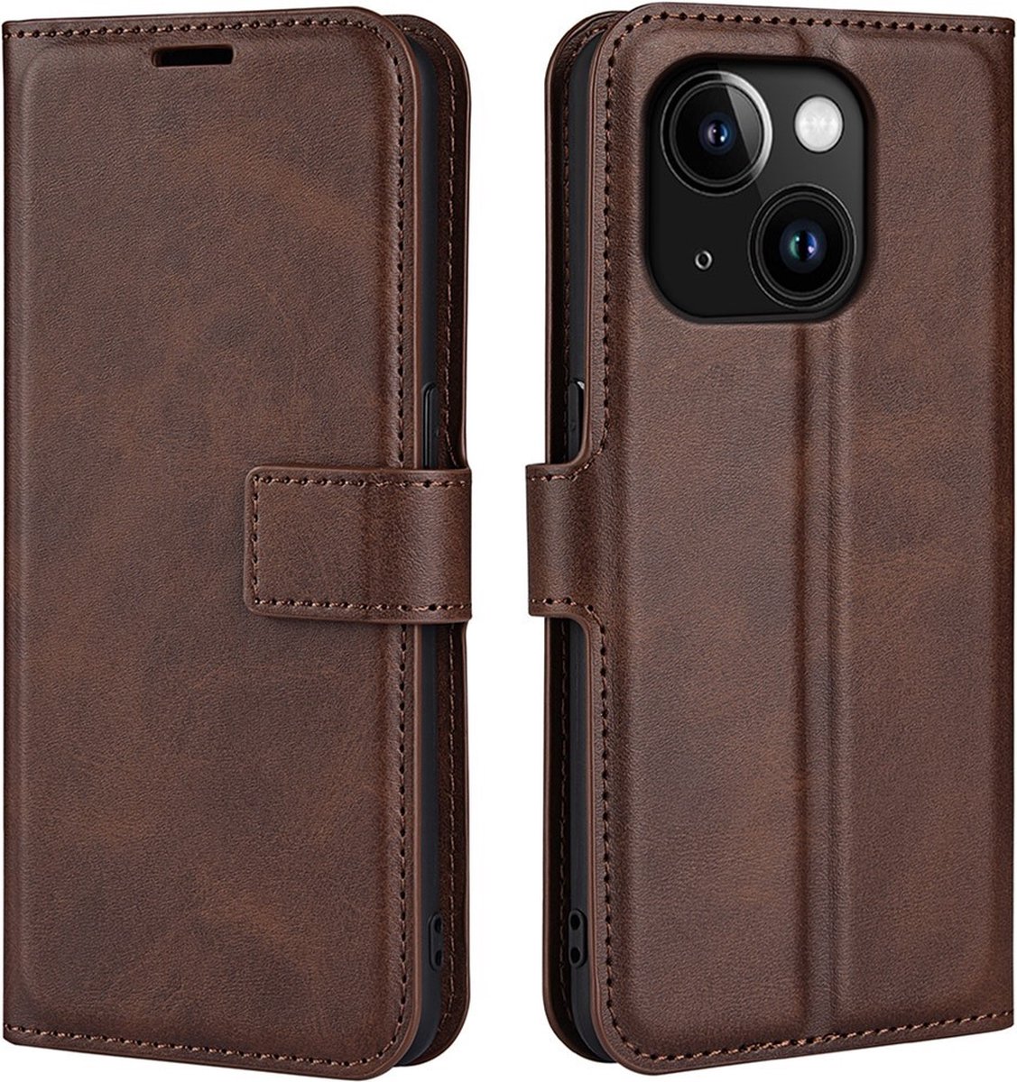 Coverup Hoesje - Geschikt voor iPhone 15 Hoesje - Coverup Deluxe Book Case - Donkerbruin