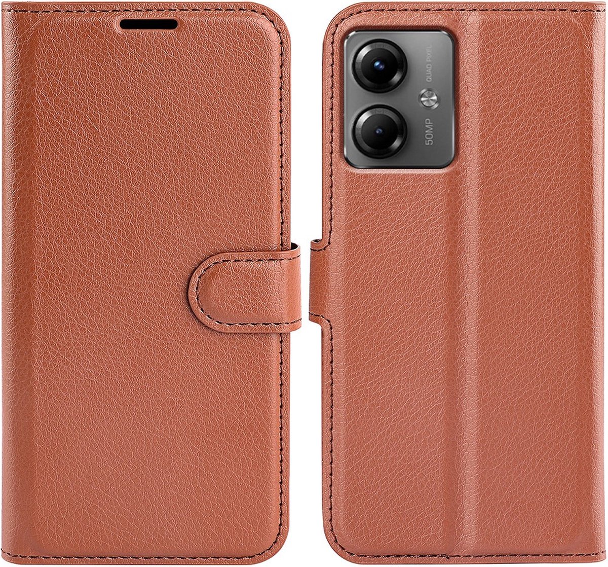Coverup Hoesje - Geschikt voor Motorola Moto G14 Hoesje - Coverup Book Case - Bruin
