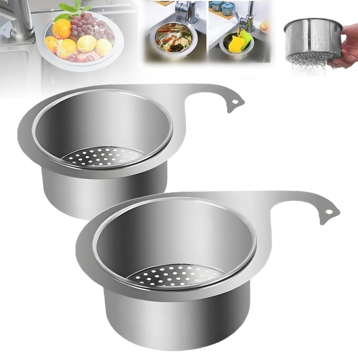 Goedkoopste Spoelzeef in Zwanenvorm - Roestvrij Staal 8 x 14 cm - Ideaal voor Gootsteen en Keukenafval