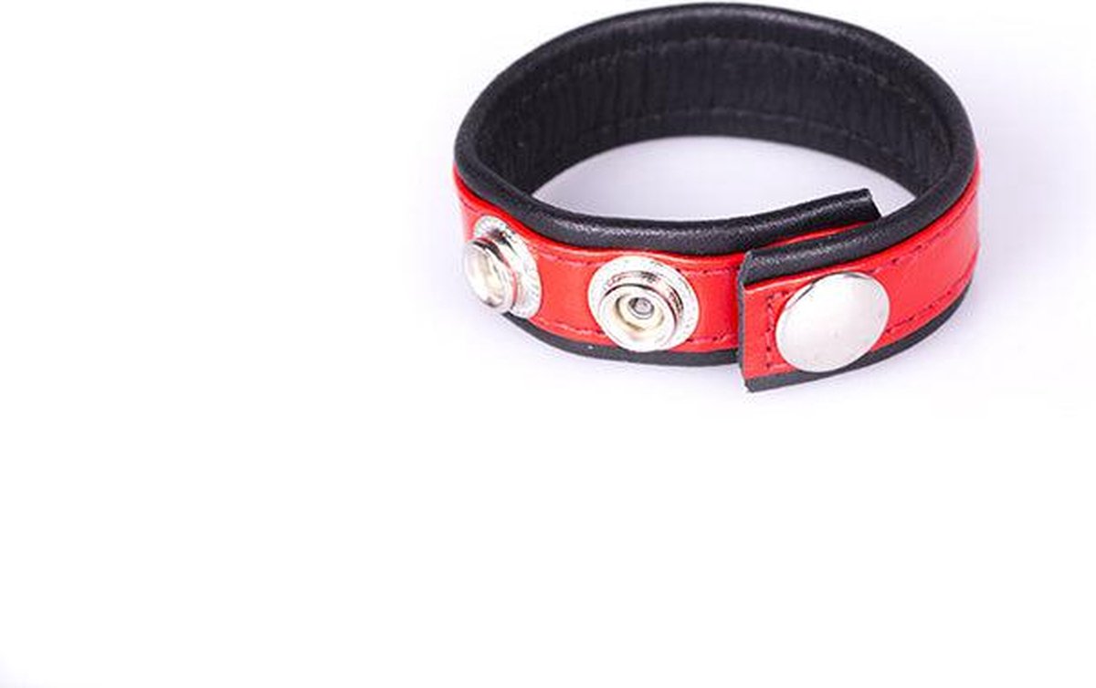 Leren cock strap - rood/zwart