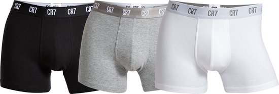 CR7 Heren Boxershorts (Wit, Zwart, Grijs), biologisch katoen 3 Pack