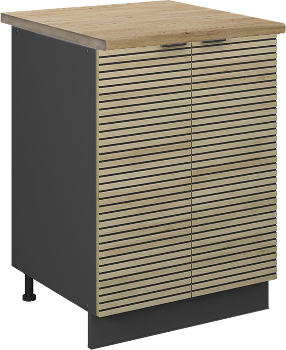 Vicco Fame-Line Keukenonderkast – 60 cm, WB Eik Eiken paneel Eiken paneel/Antraciet