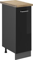 Vicco Armoire à pharmacie R- Line, Zwart brillant/Anthracite, 30 cm, Chêne WB