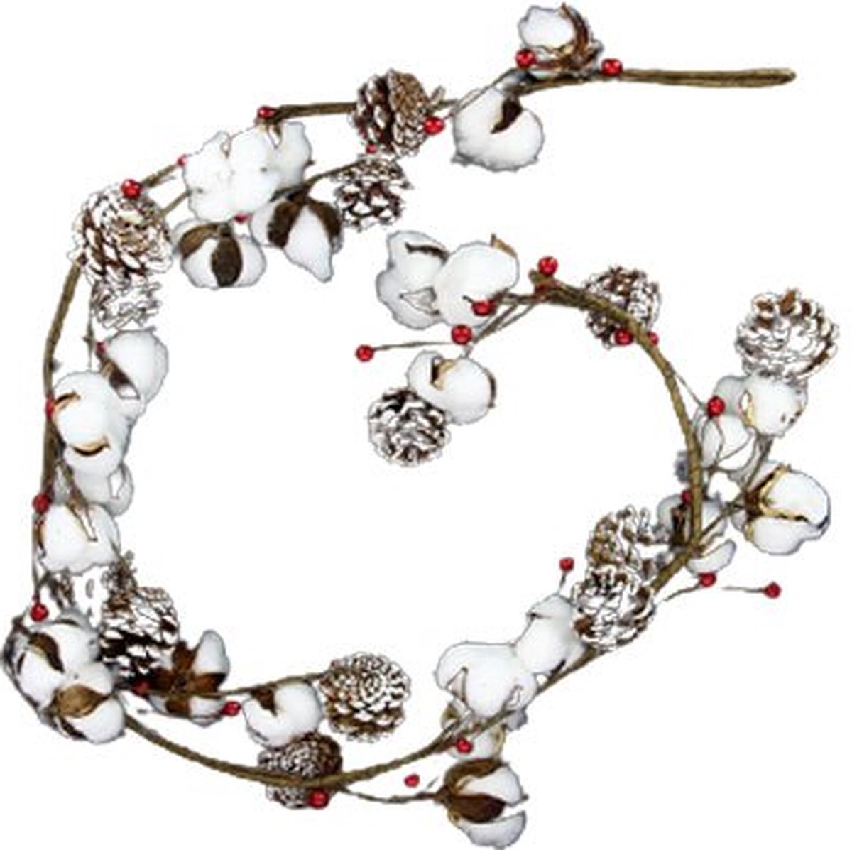 Kerstslinger met Katoenbloemen 1,50 m - Plastic - SILUMEN