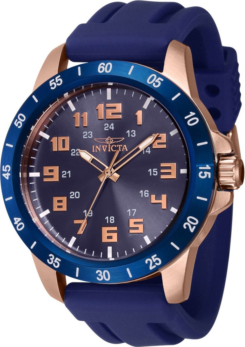 Invicta Pro Diver 40001 Heren Horloge - Waterdicht - Analoog - Quartz Uurwerk - Roestvrij Staal met blauwe Wijzerplaat - 45mm
