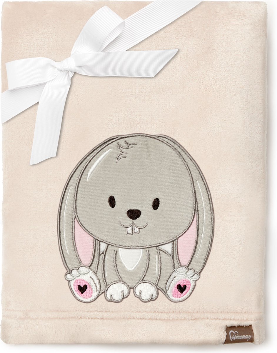 Be Mammy Babydeken - Dekbed - Kinderdeken - Wiegdeken - Dekentje Baby - 76 x 102 cm - Beige - Konijn - BE-BE20-168-BBL
