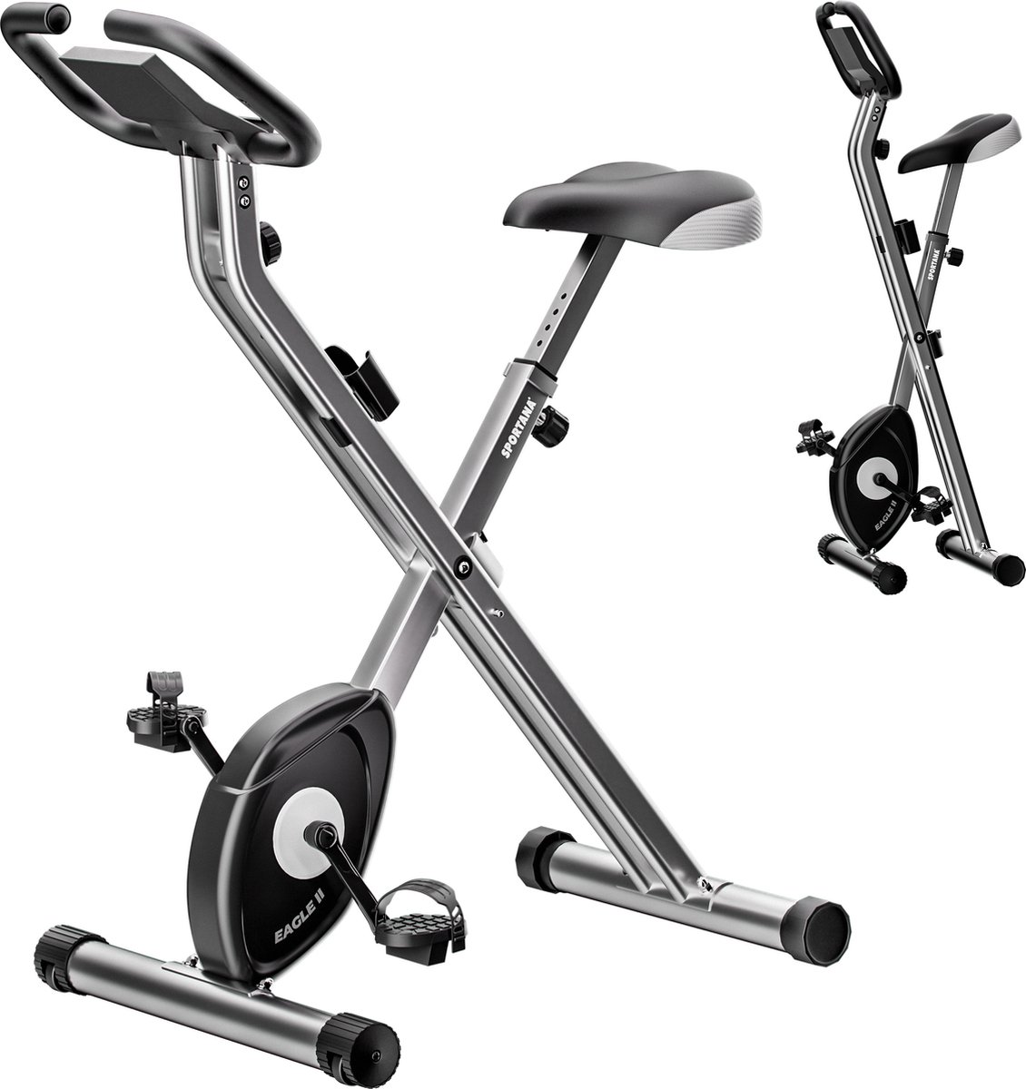Afbeelding 2 van Sportana Hometrainer Eagle 2 - Inklapbaar 10 Niveaus – Zilver Zwart