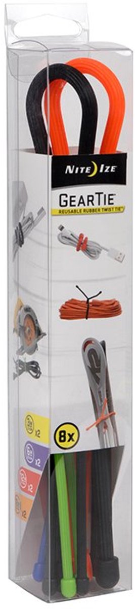 Nite Ize Gear Tie Box Assortment 8pcs GTBA-A2-R8