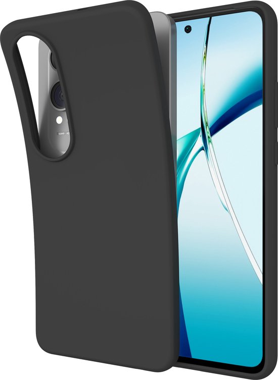 Een zwarte, flexibele OnePlus Nord CE4 Lite hoesje, los van de telefoon.