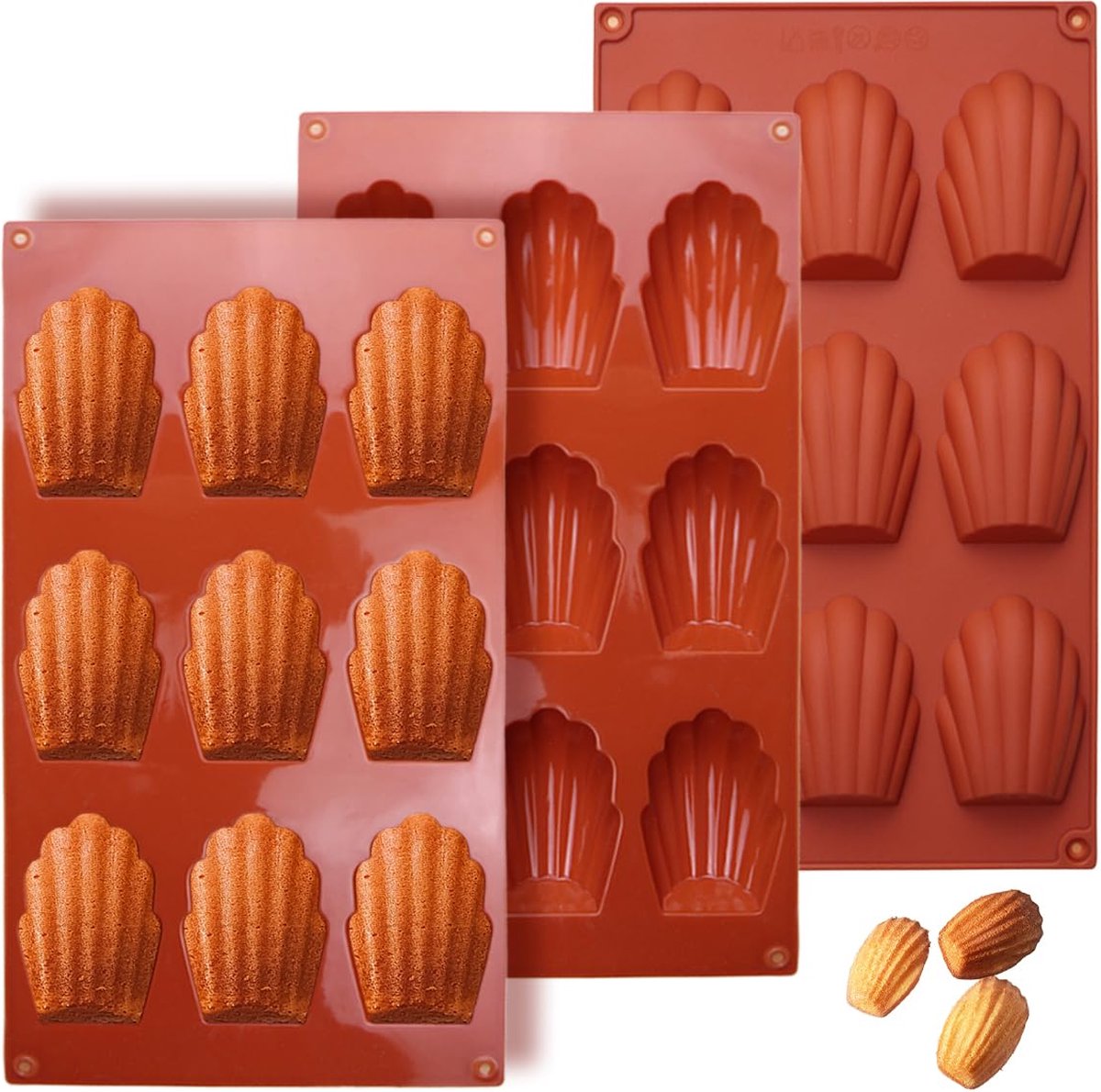JGS ® Veelzijdige Siliconen Madeleine Bakvormen Set voor Creatief Bakplezier