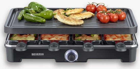Severin RG 9670 Severin Gourmetset – 8 personen – Regelbare thermostaat – 8 Pannetjes – Zwart